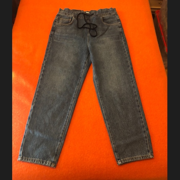 Blue Bear retro high waist paper bag boxy relaxed jeans NWT - Picture 2 of 5